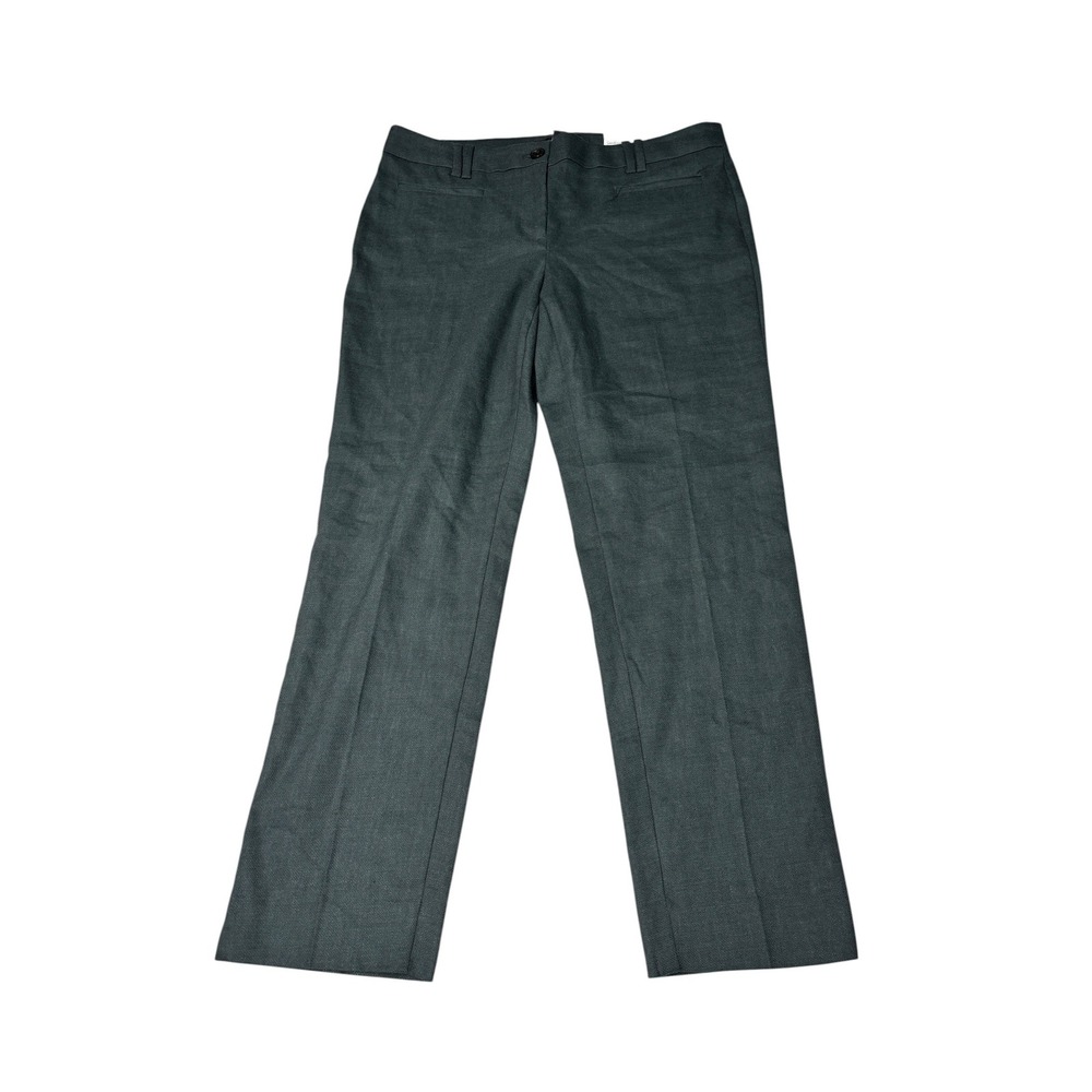 NWT Ann Taylor The Cotton Crop Pants Green Linen Blend Mid Rise Womens 4 W32 L26